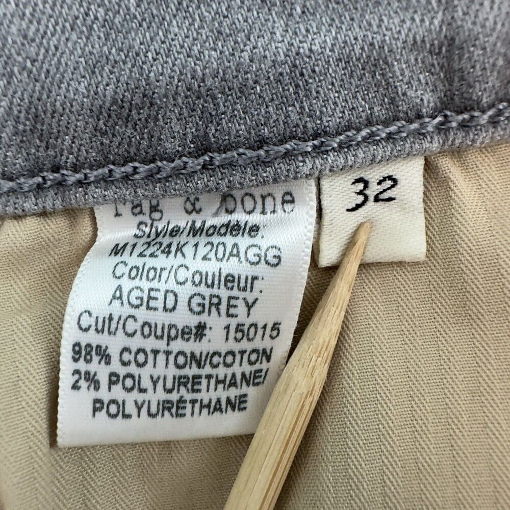 Rag & Bone Jeans Mens 32x34 Aged Gray Fit 1 Skinny Leg Button Fly Made in USA - Picture 11 of 11